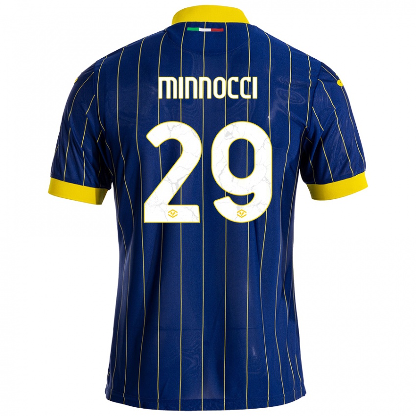 Niño Camiseta Valerio Minnocci #29 Azul Amarillo 1ª Equipación 2024/25 La Camisa Chile