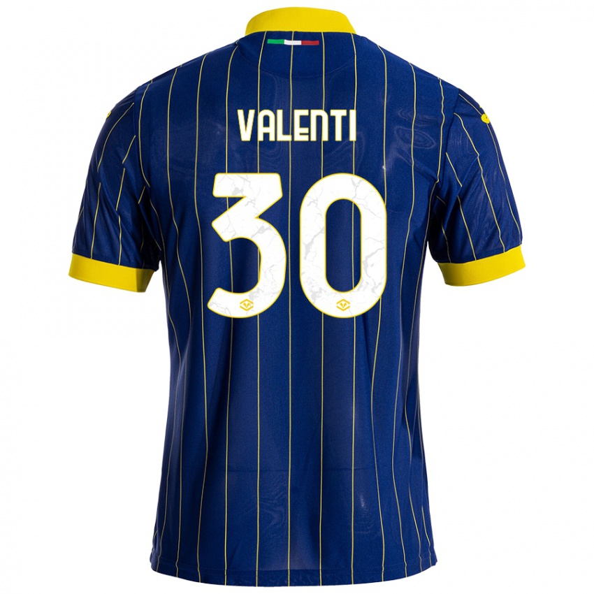 Niño Camiseta Francesco Valenti #30 Azul Amarillo 1ª Equipación 2024/25 La Camisa Chile