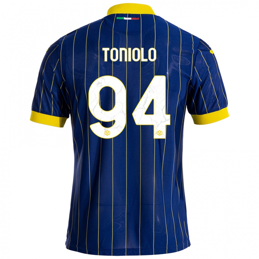 Niño Camiseta Giacomo Toniolo #94 Azul Amarillo 1ª Equipación 2024/25 La Camisa Chile