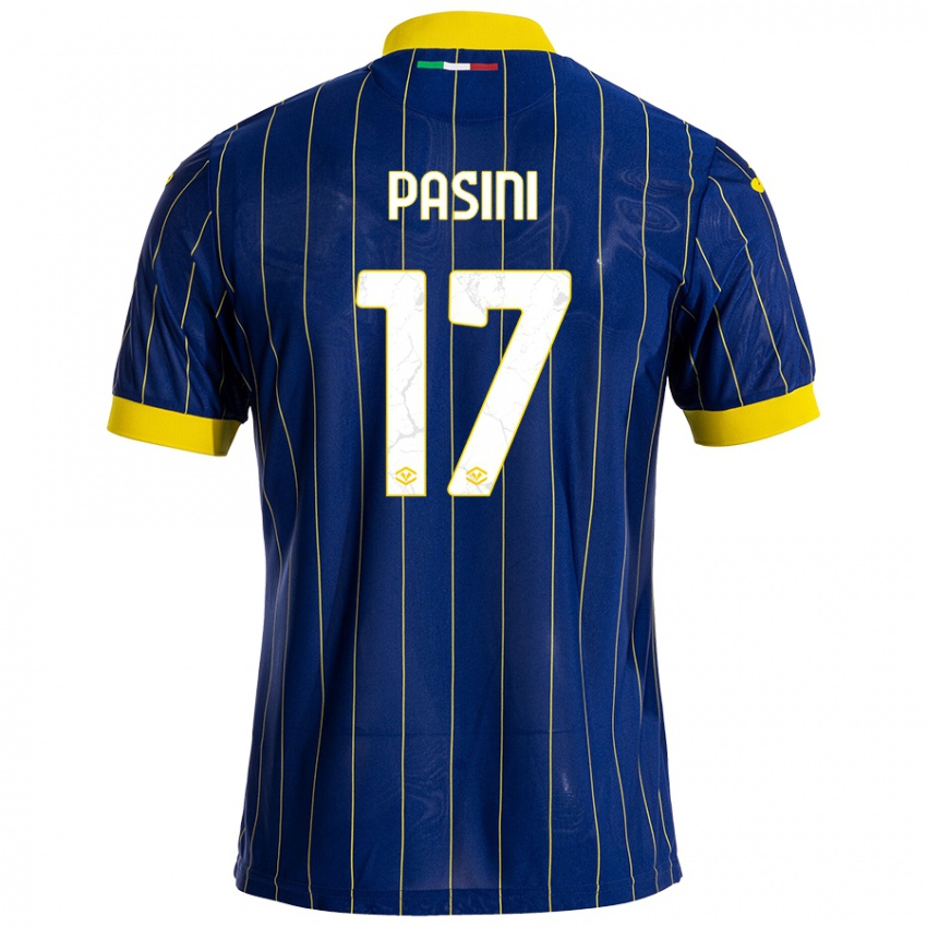 Niño Camiseta Veronica Pasini #17 Azul Amarillo 1ª Equipación 2024/25 La Camisa Chile