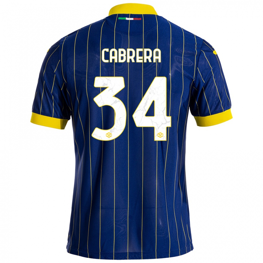 Niño Camiseta Ilena Cabrera #34 Azul Amarillo 1ª Equipación 2024/25 La Camisa Chile