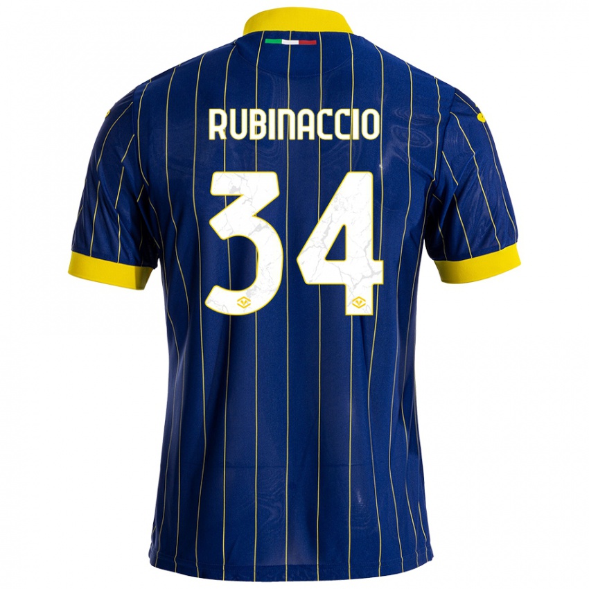 Niño Camiseta Nikol Rubinaccio #34 Azul Amarillo 1ª Equipación 2024/25 La Camisa Chile