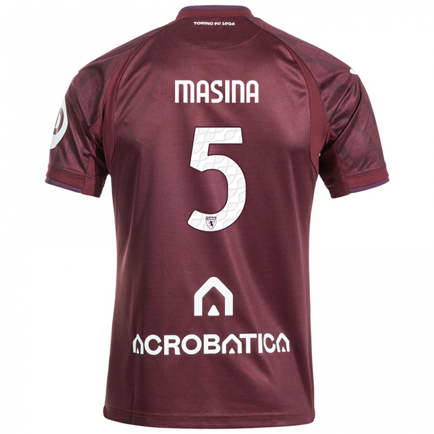 Niño Camiseta Adam Masina #5 Granate Blanco 1ª Equipación 2024/25 La Camisa Chile