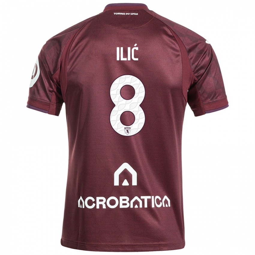 Niño Camiseta Ivan Ilić #8 Granate Blanco 1ª Equipación 2024/25 La Camisa Chile