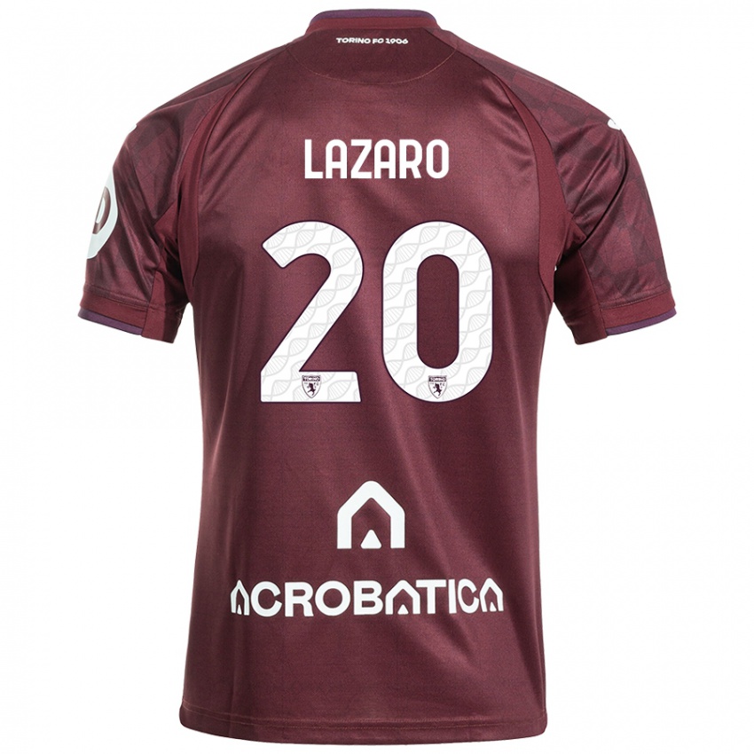 Niño Camiseta Valentino Lazaro #20 Granate Blanco 1ª Equipación 2024/25 La Camisa Chile