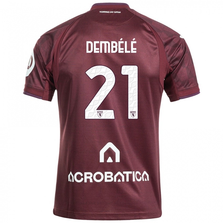 Niño Camiseta Ali Dembélé #21 Granate Blanco 1ª Equipación 2024/25 La Camisa Chile