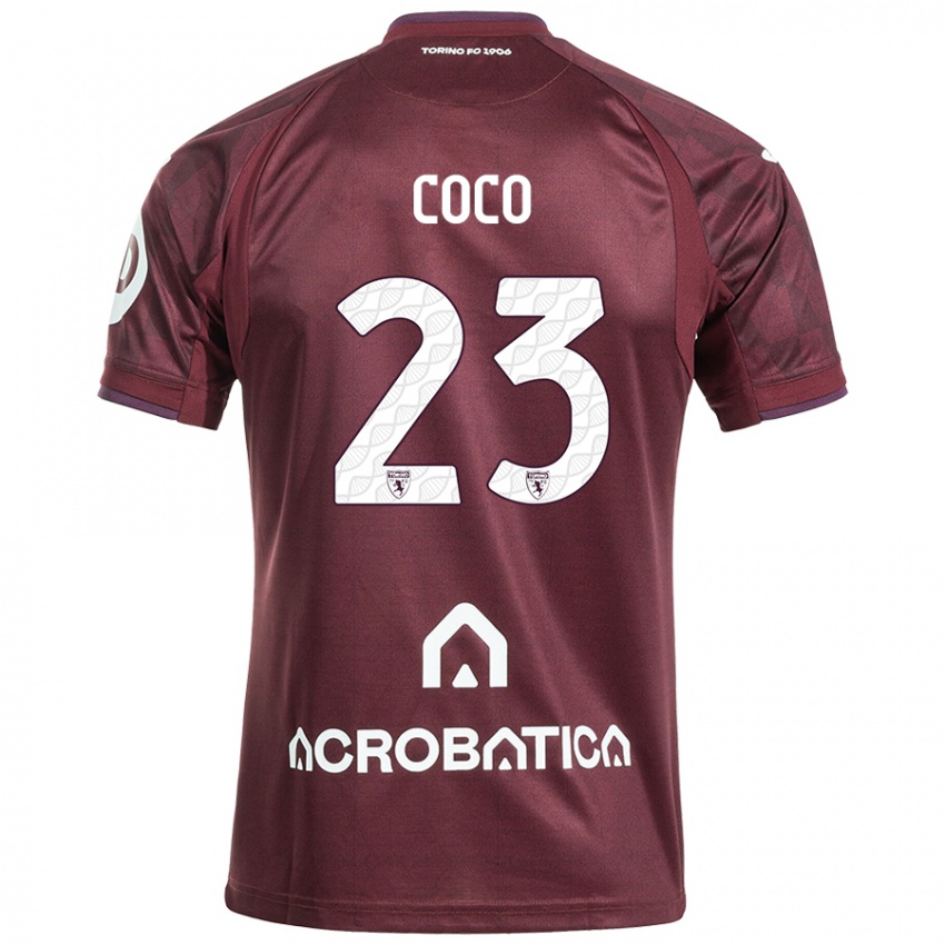 Niño Camiseta Saúl Coco #23 Granate Blanco 1ª Equipación 2024/25 La Camisa Chile