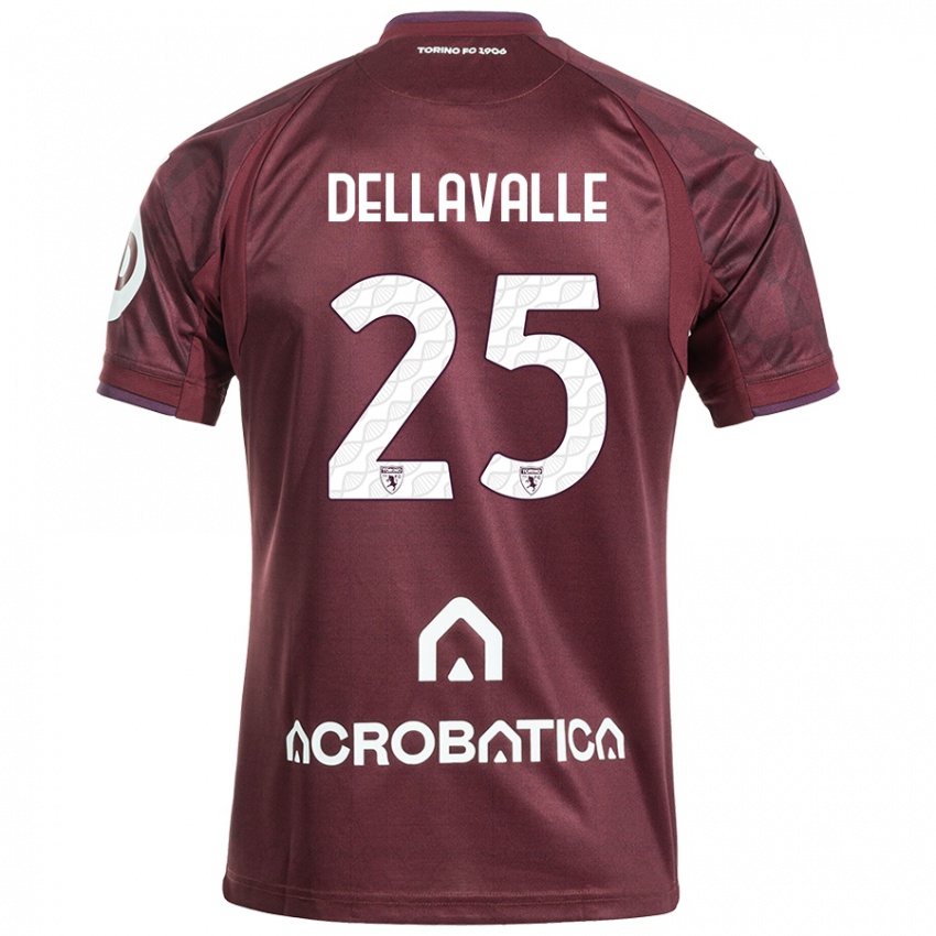 Niño Camiseta Alessandro Dellavalle #25 Granate Blanco 1ª Equipación 2024/25 La Camisa Chile