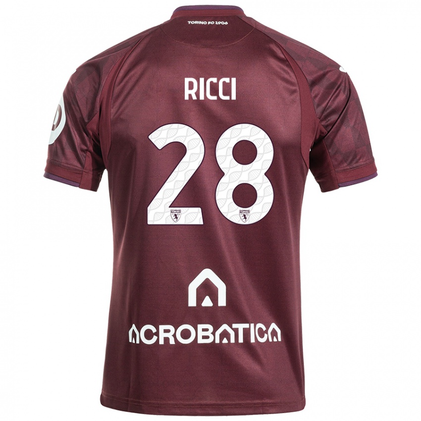 Niño Camiseta Samuele Ricci #28 Granate Blanco 1ª Equipación 2024/25 La Camisa Chile