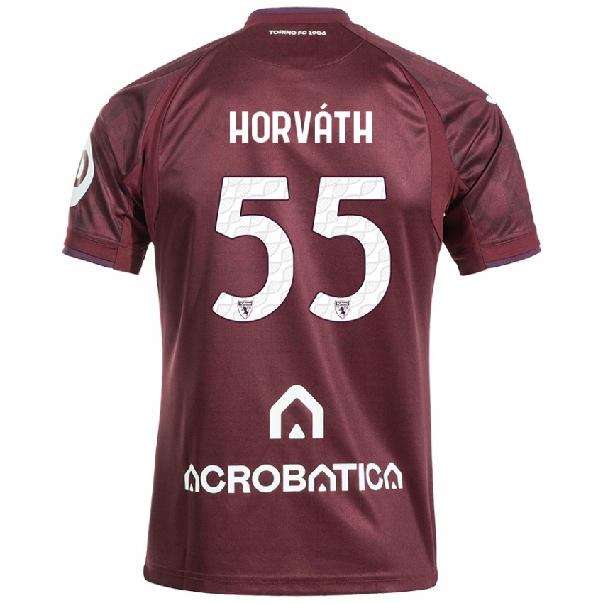 Niño Camiseta Krisztofer Horváth #55 Granate Blanco 1ª Equipación 2024/25 La Camisa Chile