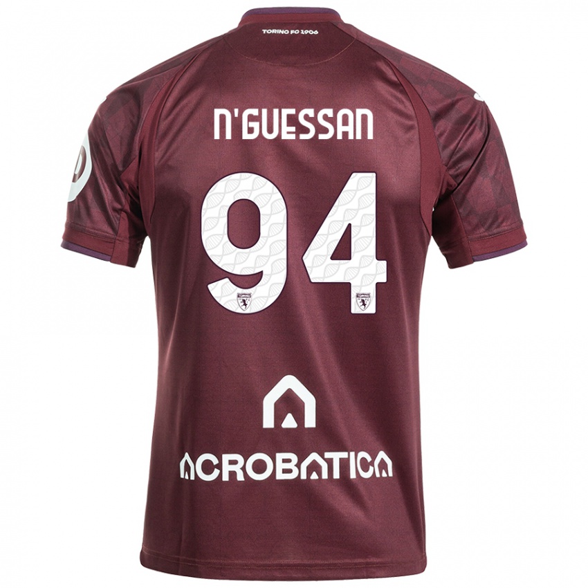 Niño Camiseta Ange Caumenan N'guessan #94 Granate Blanco 1ª Equipación 2024/25 La Camisa Chile