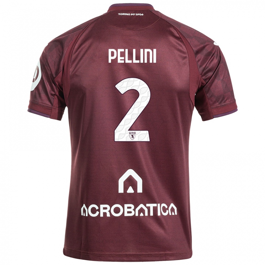 Niño Camiseta Mattia Pellini #2 Granate Blanco 1ª Equipación 2024/25 La Camisa Chile