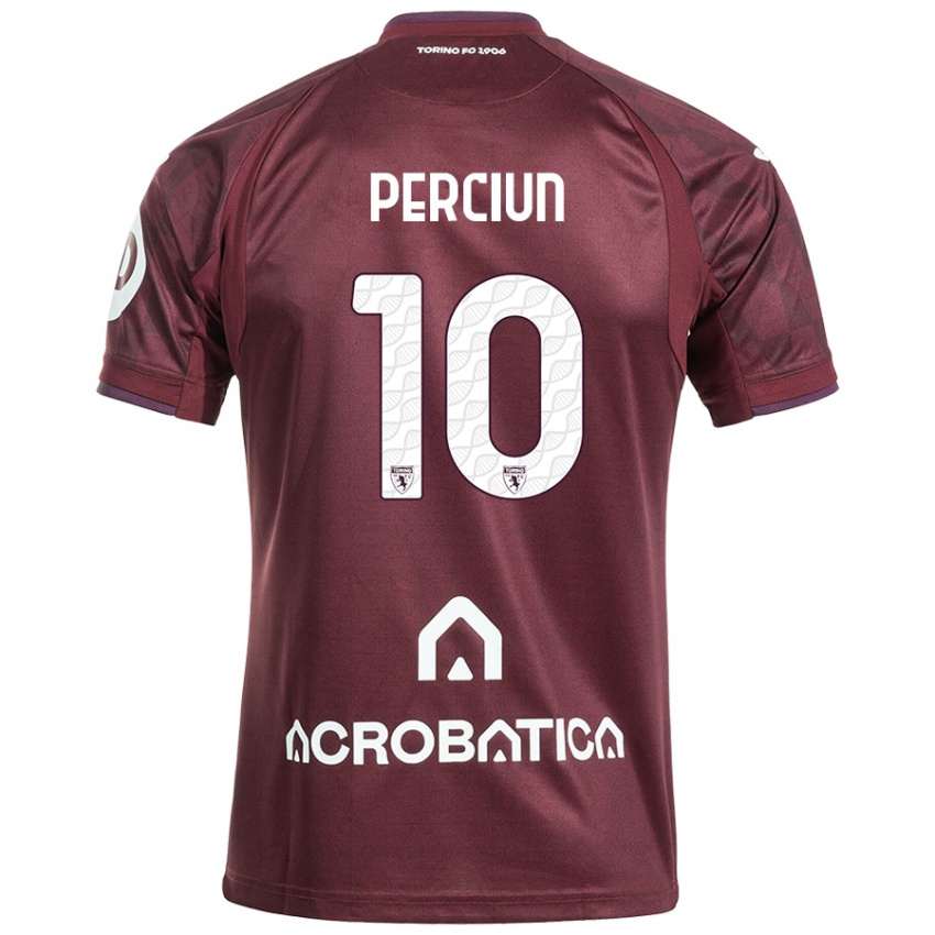 Niño Camiseta Sergiu Perciun #10 Granate Blanco 1ª Equipación 2024/25 La Camisa Chile