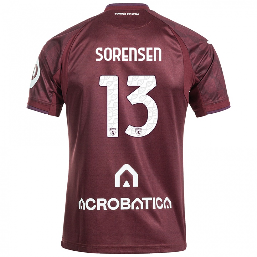 Niño Camiseta Ben Sørensen #13 Granate Blanco 1ª Equipación 2024/25 La Camisa Chile