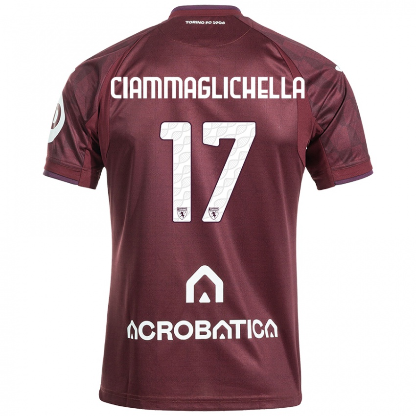 Niño Camiseta Aaron Ciammaglichella #17 Granate Blanco 1ª Equipación 2024/25 La Camisa Chile