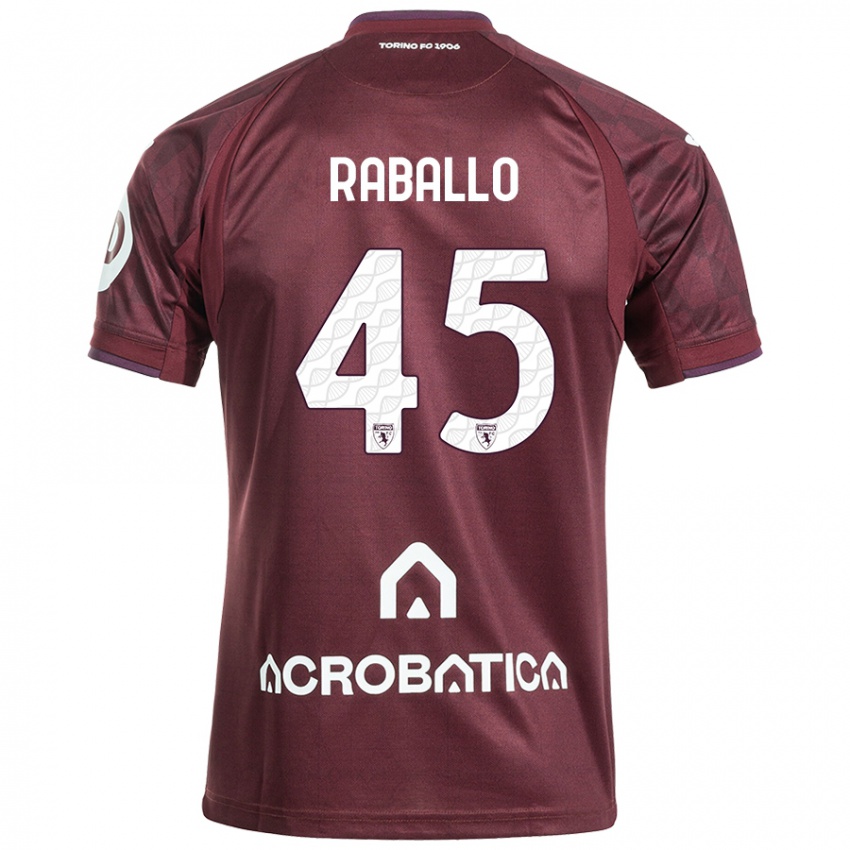 Niño Camiseta Alessio Raballo #45 Granate Blanco 1ª Equipación 2024/25 La Camisa Chile