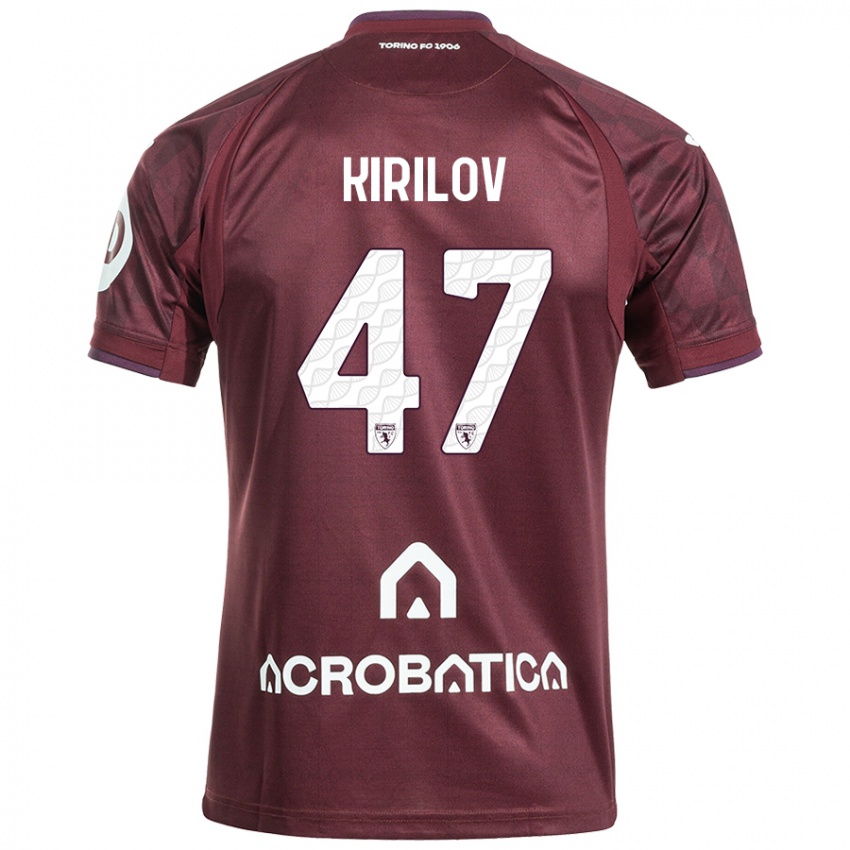 Niño Camiseta Martin Kirilov #47 Granate Blanco 1ª Equipación 2024/25 La Camisa Chile