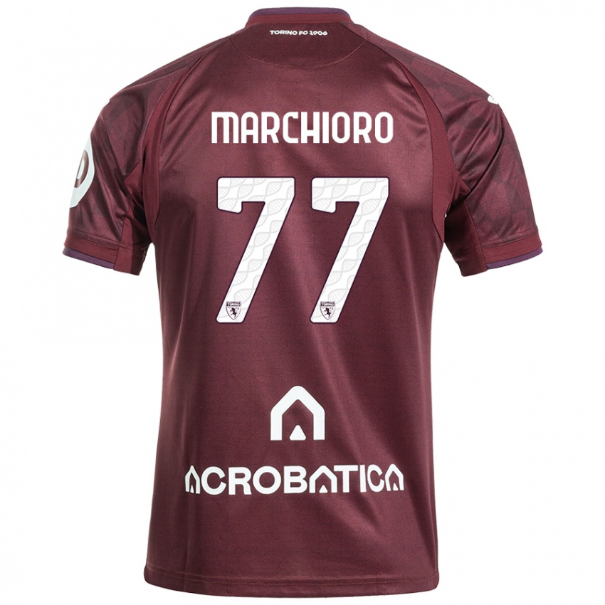 Niño Camiseta Raffaele Marchioro #77 Granate Blanco 1ª Equipación 2024/25 La Camisa Chile