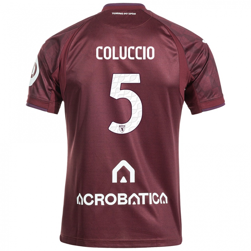 Niño Camiseta Francesca Coluccio #5 Granate Blanco 1ª Equipación 2024/25 La Camisa Chile