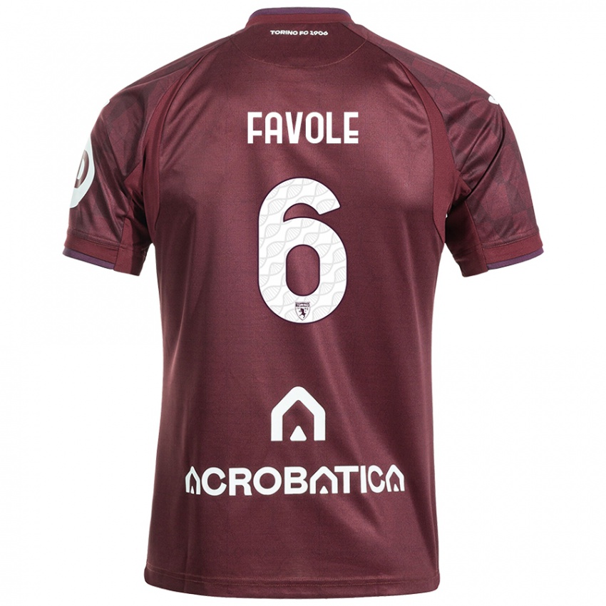 Niño Camiseta Stefania Favole #6 Granate Blanco 1ª Equipación 2024/25 La Camisa Chile