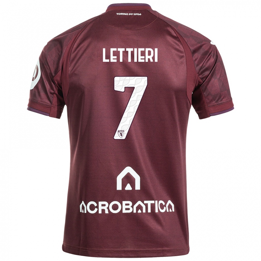 Niño Camiseta Jessica Lettieri #7 Granate Blanco 1ª Equipación 2024/25 La Camisa Chile