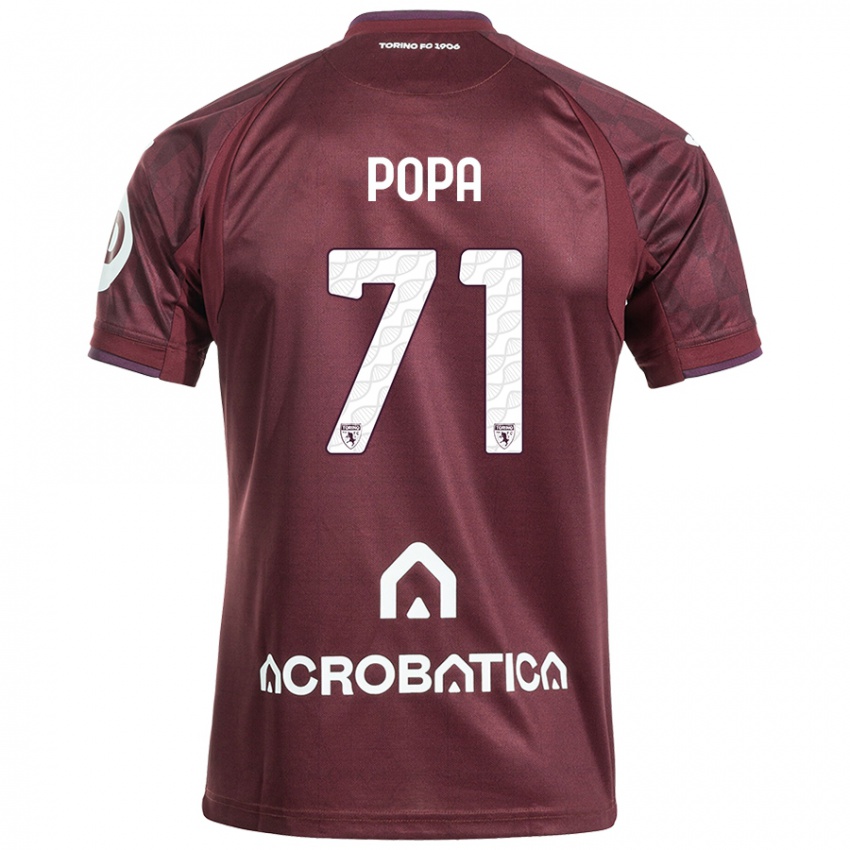 Niño Camiseta Mihai Popa #71 Granate Blanco 1ª Equipación 2024/25 La Camisa Chile