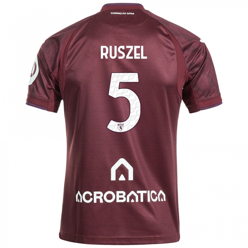 Niño Camiseta Marcel Ruszel #5 Granate Blanco 1ª Equipación 2024/25 La Camisa Chile