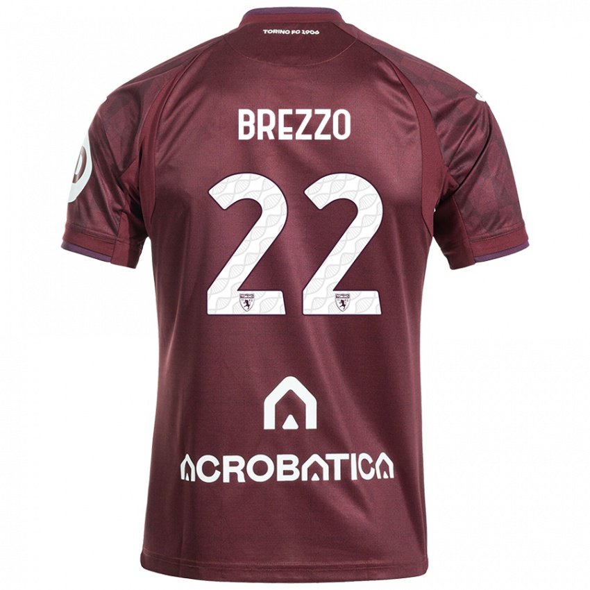 Niño Camiseta Matteo Brezzo #22 Granate Blanco 1ª Equipación 2024/25 La Camisa Chile