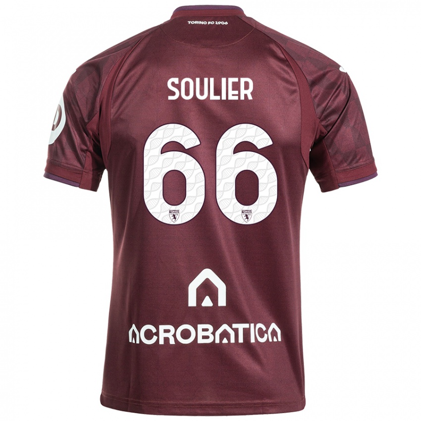 Niño Camiseta Evan Soulier #66 Granate Blanco 1ª Equipación 2024/25 La Camisa Chile