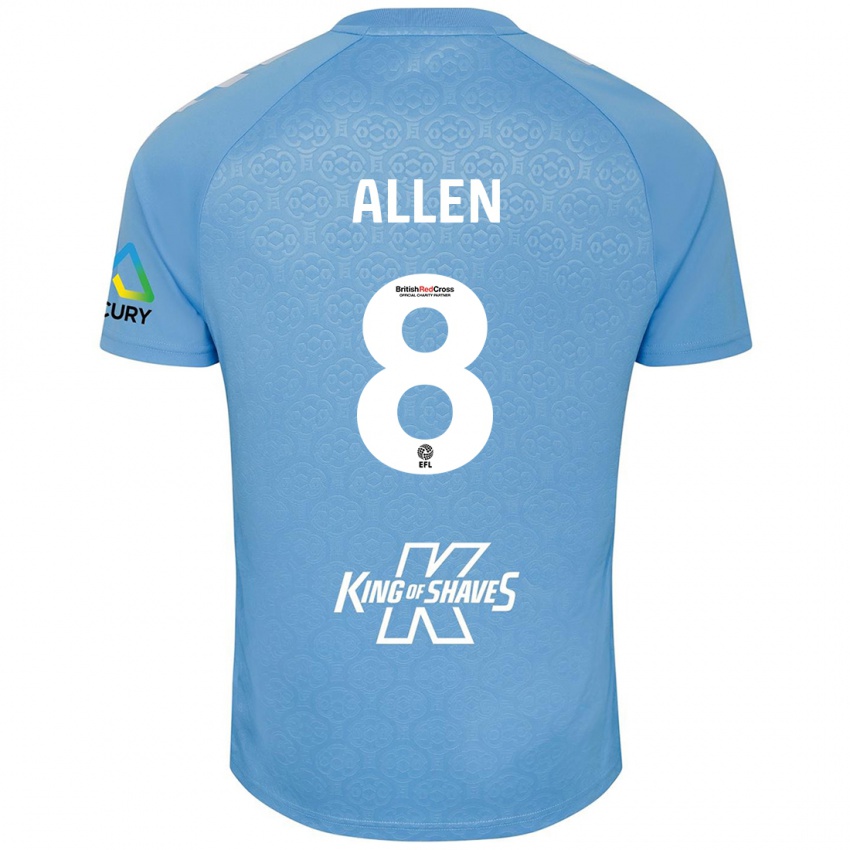 Niño Camiseta Jamie Allen #8 Azul Blanco 1ª Equipación 2024/25 La Camisa Chile