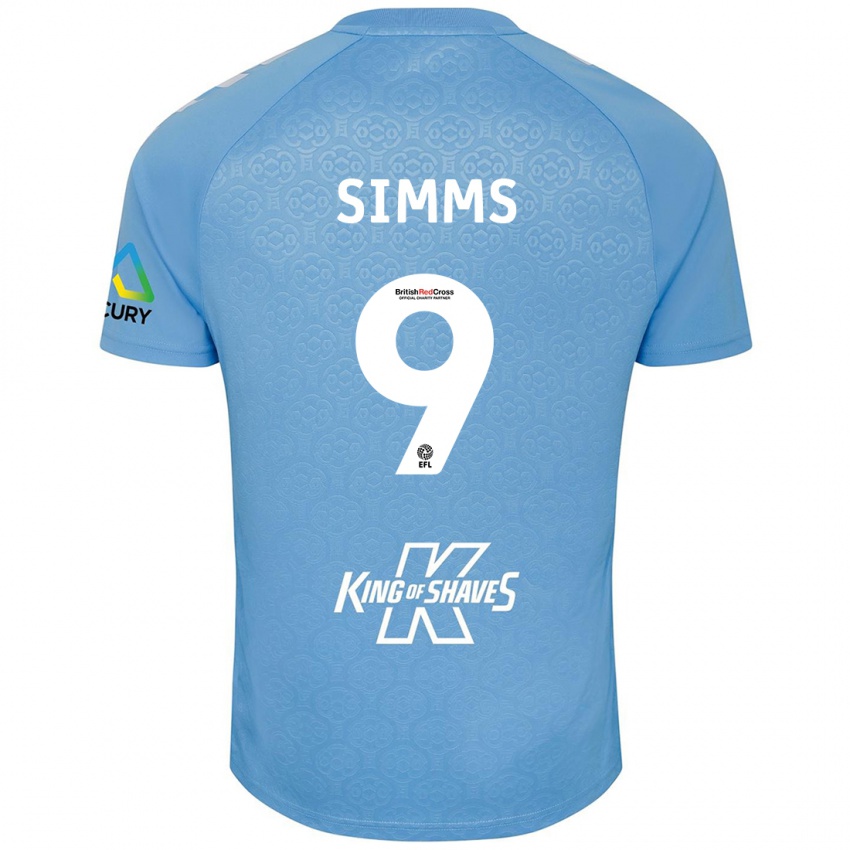 Niño Camiseta Ellis Simms #9 Azul Blanco 1ª Equipación 2024/25 La Camisa Chile