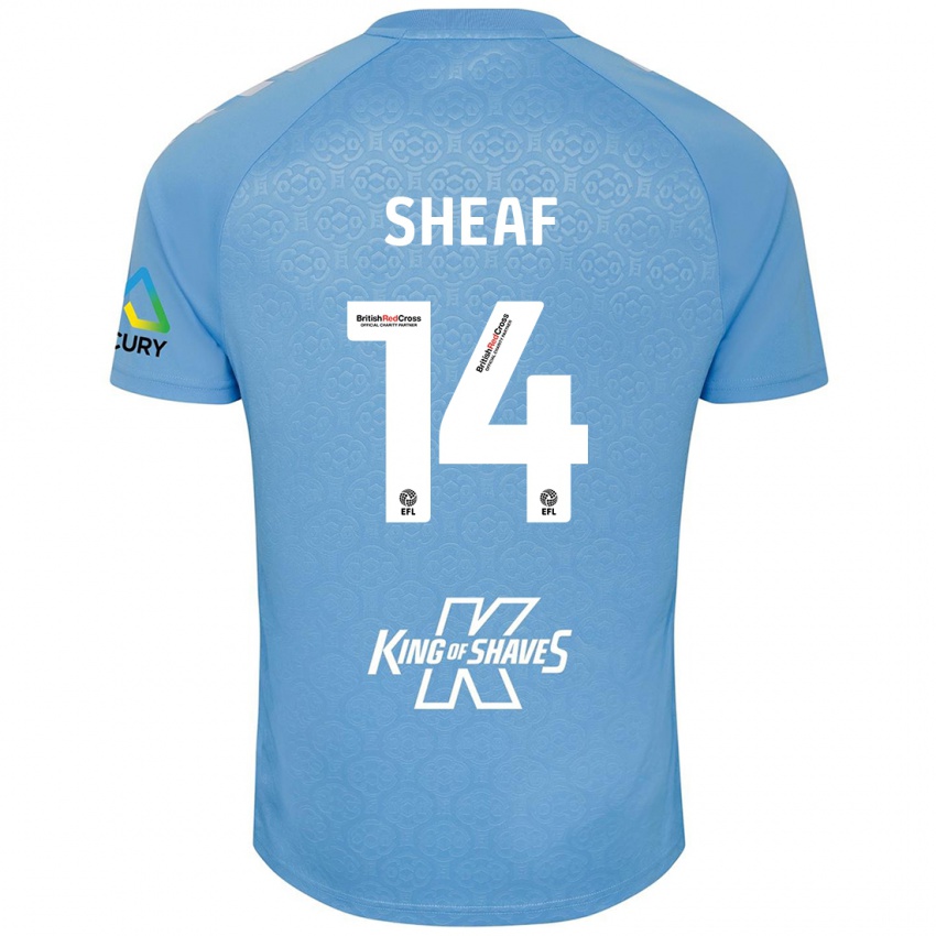 Niño Camiseta Ben Sheaf #14 Azul Blanco 1ª Equipación 2024/25 La Camisa Chile