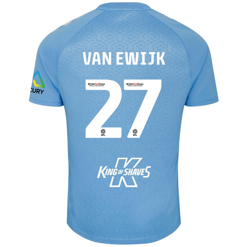 Niño Camiseta Milan Van Ewijk #27 Azul Blanco 1ª Equipación 2024/25 La Camisa Chile