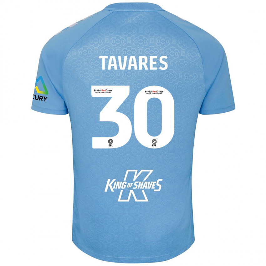 Niño Camiseta Fábio Tavares #30 Azul Blanco 1ª Equipación 2024/25 La Camisa Chile