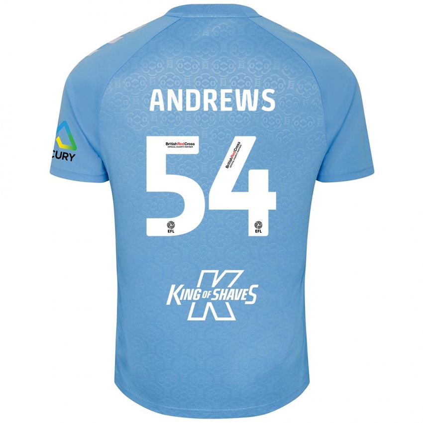 Niño Camiseta Kai Andrews #54 Azul Blanco 1ª Equipación 2024/25 La Camisa Chile