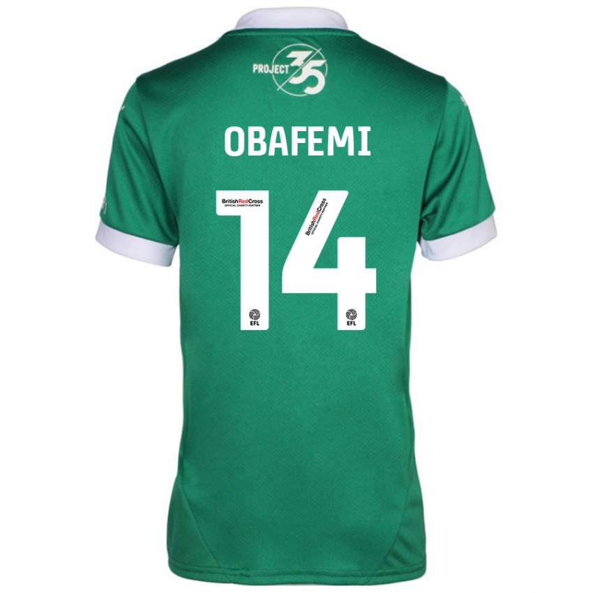 Niño Camiseta Michael Obafemi #14 Verde Blanco 1ª Equipación 2024/25 La Camisa Chile