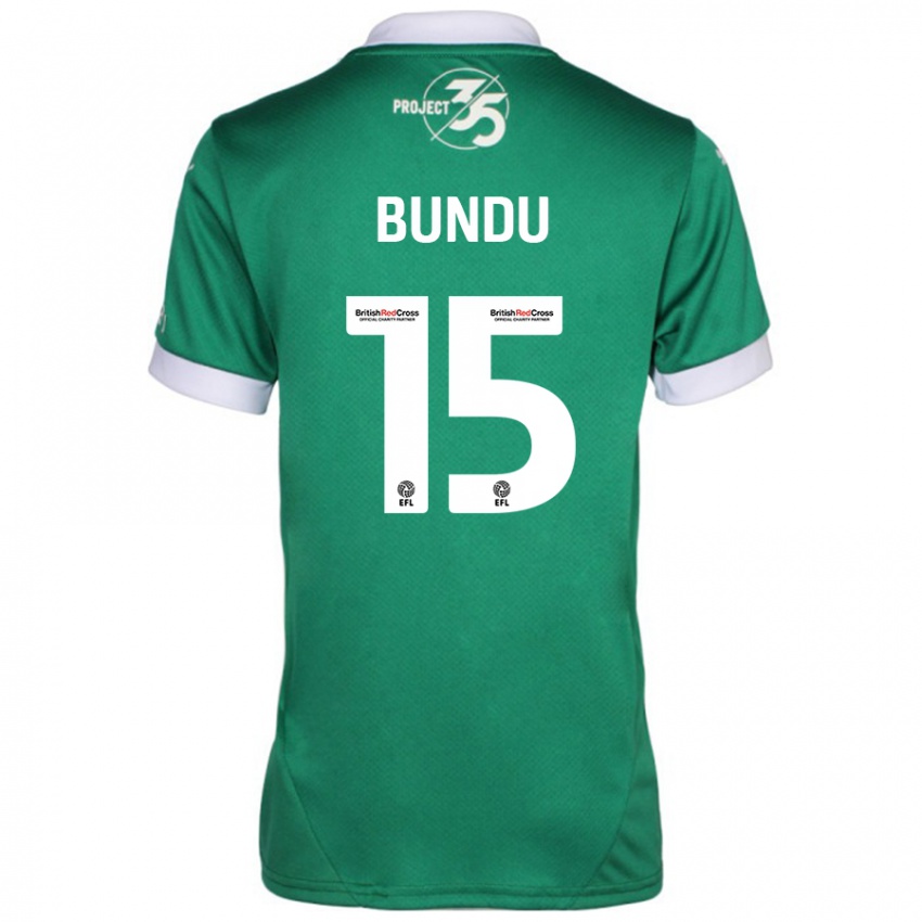 Niño Camiseta Mustapha Bundu #15 Verde Blanco 1ª Equipación 2024/25 La Camisa Chile