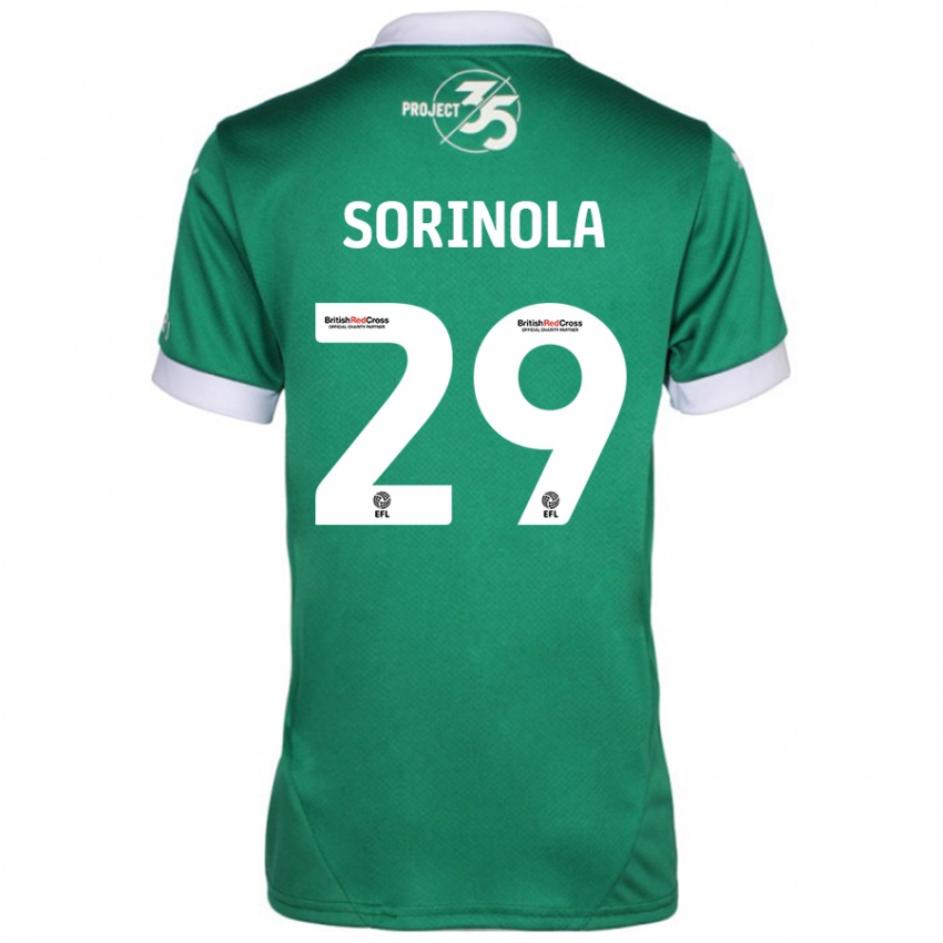 Niño Camiseta Matthew Sorinola #29 Verde Blanco 1ª Equipación 2024/25 La Camisa Chile