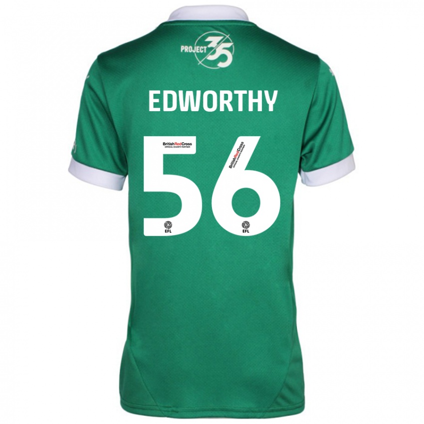 Niño Camiseta Kieran Edworthy #56 Verde Blanco 1ª Equipación 2024/25 La Camisa Chile