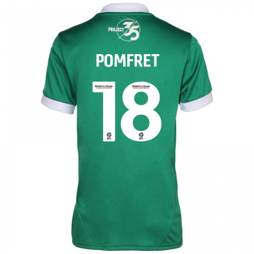 Niño Camiseta Taya Pomfret #18 Verde Blanco 1ª Equipación 2024/25 La Camisa Chile