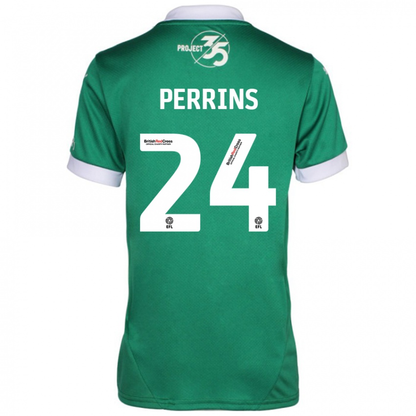 Niño Camiseta Grace Perrins #24 Verde Blanco 1ª Equipación 2024/25 La Camisa Chile