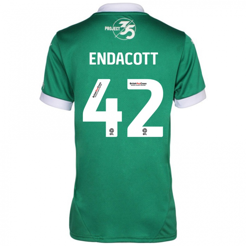 Niño Camiseta Jack Endacott #42 Verde Blanco 1ª Equipación 2024/25 La Camisa Chile