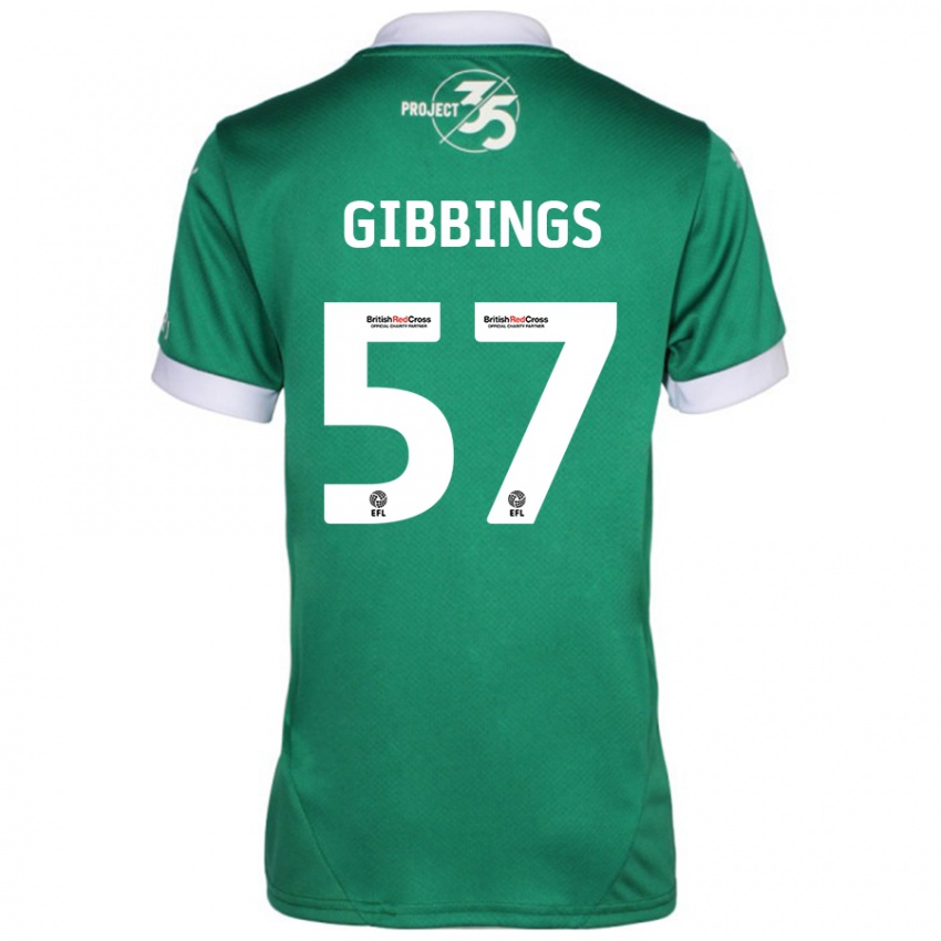 Niño Camiseta Cole Gibbings #57 Verde Blanco 1ª Equipación 2024/25 La Camisa Chile