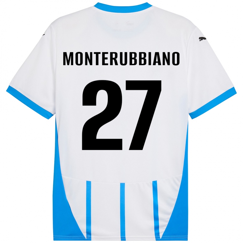 Niño Camiseta Valeria Monterubbiano #27 Blanco Azul 2ª Equipación 2024/25 La Camisa Chile