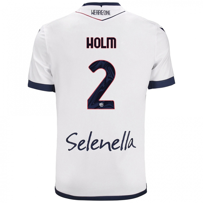 Niño Camiseta Emil Holm #2 Blanco Azul Real 2ª Equipación 2024/25 La Camisa Chile