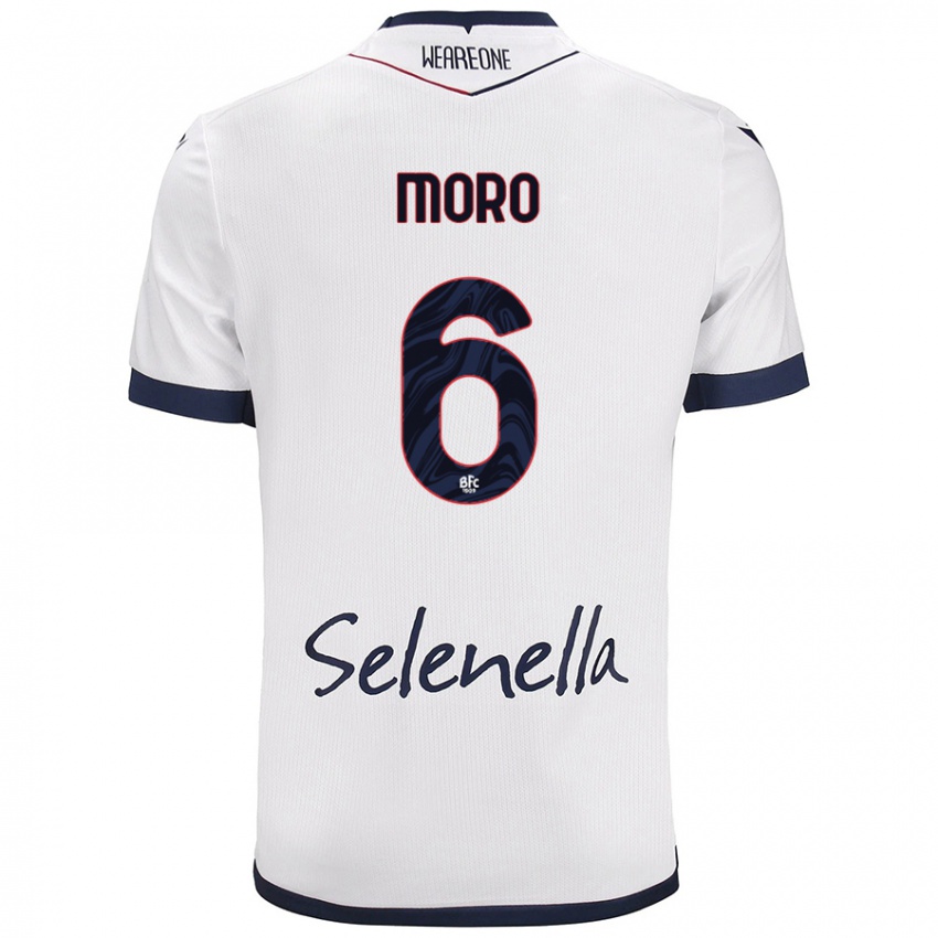 Niño Camiseta Nikola Moro #6 Blanco Azul Real 2ª Equipación 2024/25 La Camisa Chile