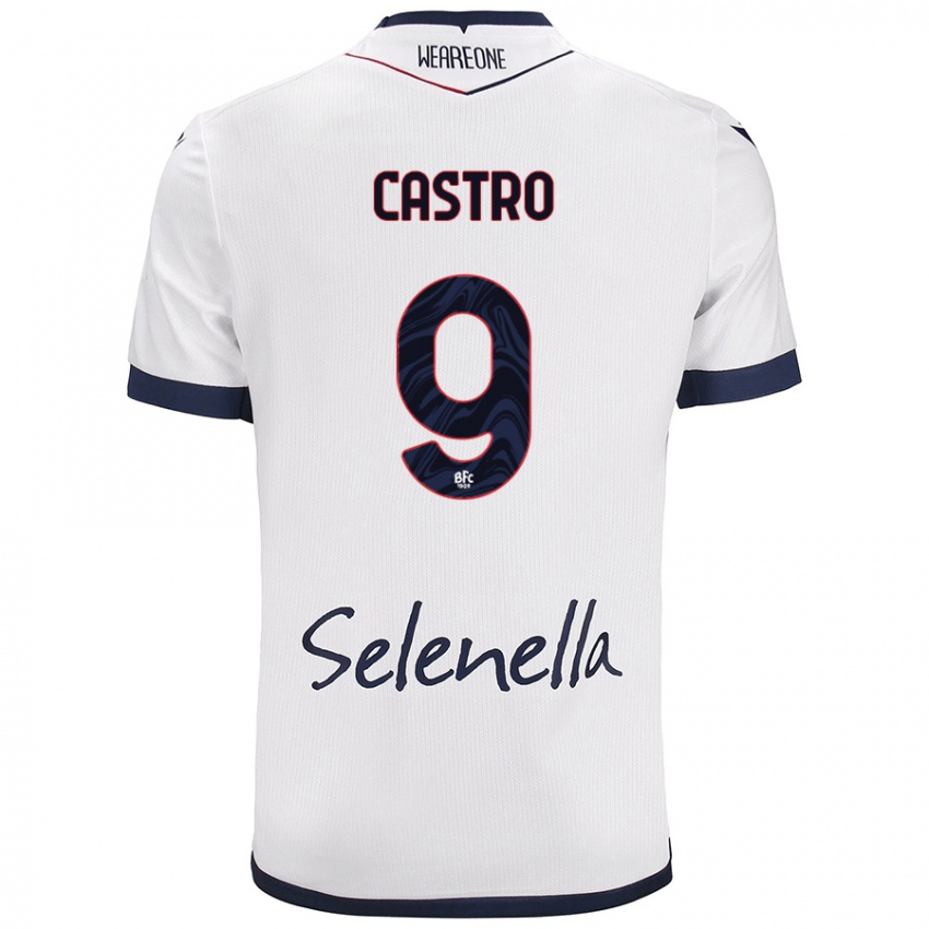 Niño Camiseta Santiago Castro #9 Blanco Azul Real 2ª Equipación 2024/25 La Camisa Chile