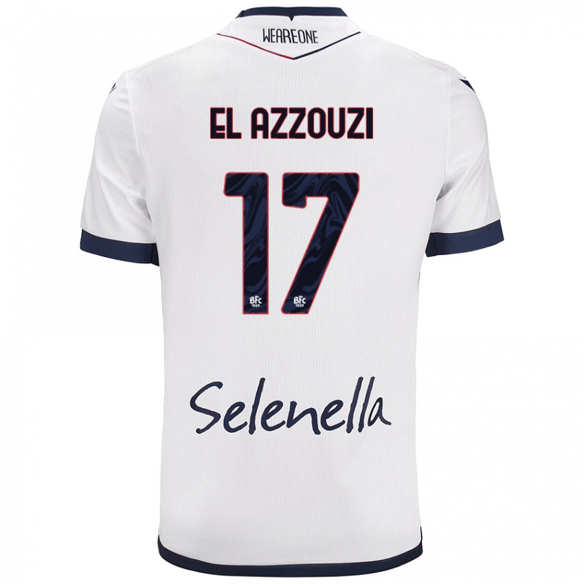 Niño Camiseta Oussama El Azzouzi #17 Blanco Azul Real 2ª Equipación 2024/25 La Camisa Chile