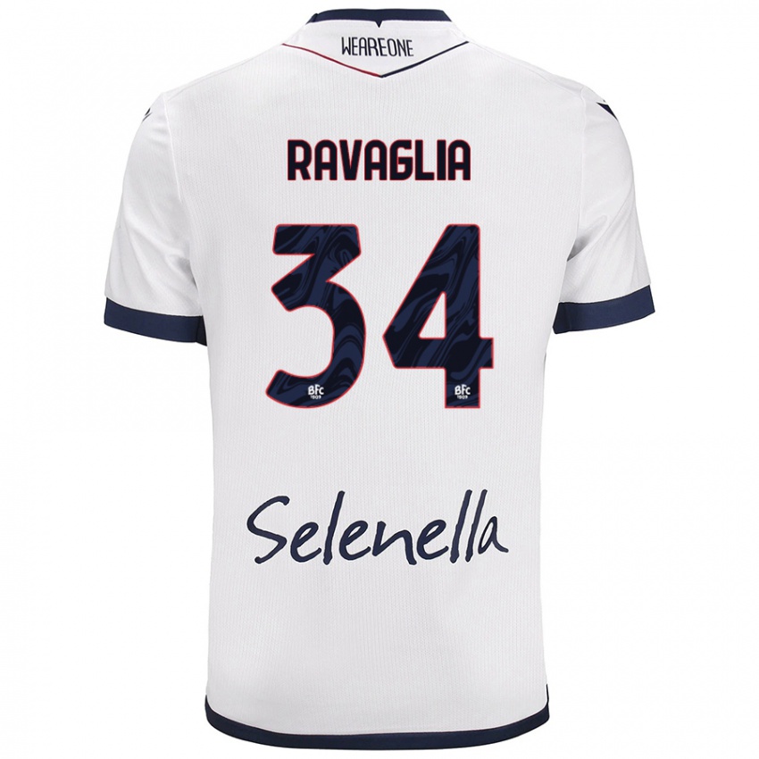 Niño Camiseta Federico Ravaglia #34 Blanco Azul Real 2ª Equipación 2024/25 La Camisa Chile