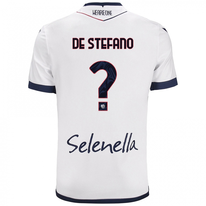 Niño Camiseta Nicolò De Stefano #0 Blanco Azul Real 2ª Equipación 2024/25 La Camisa Chile